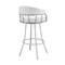 Armen Living Palmdale 30" Swivel White Faux Leather and Silver Metal Bar Stool 795044878165 - alternate 5